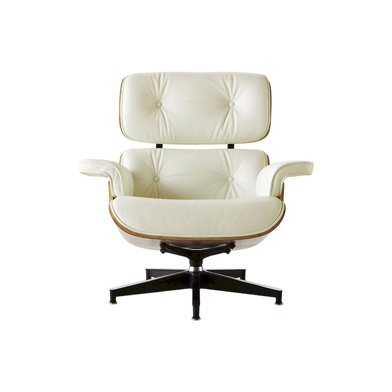 Walnut & Leather Lounge Chair with Ottoman – Single Seat, Mid-Century Style
