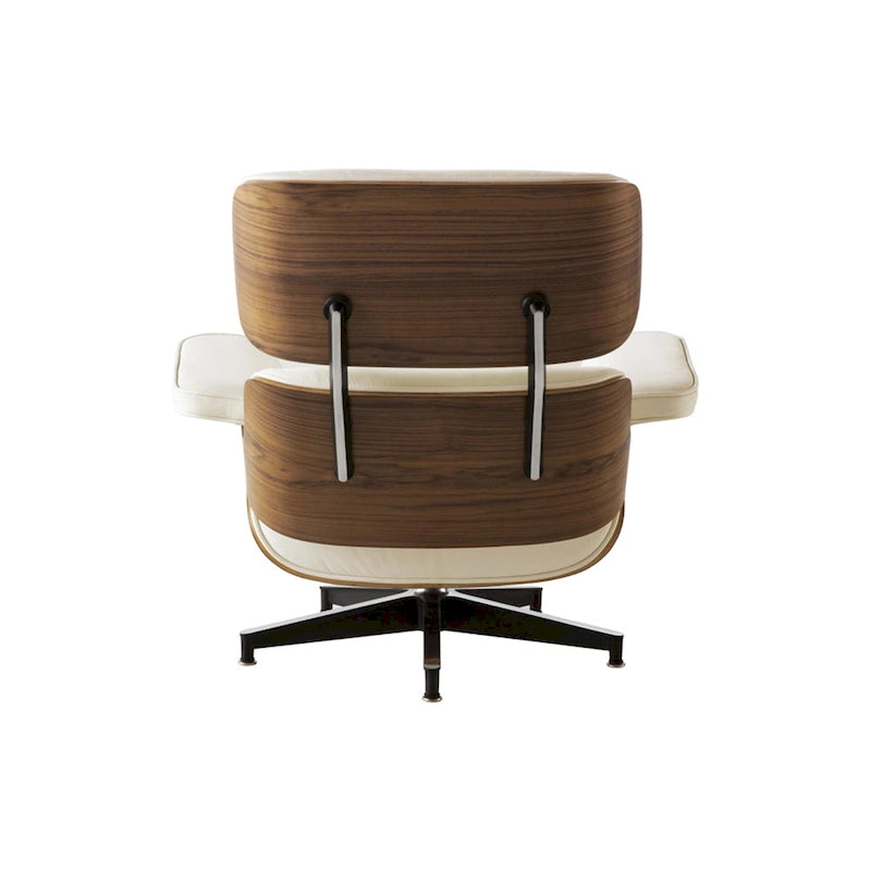 Walnut & Leather Lounge Chair with Ottoman – Single Seat, Mid-Century Style