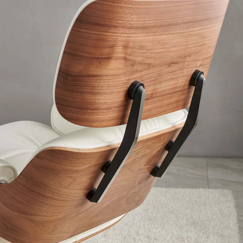 Walnut & Leather Lounge Chair with Ottoman – Single Seat, Mid-Century Style