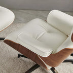 Walnut & Leather Lounge Chair with Ottoman – Single Seat, Mid-Century Style