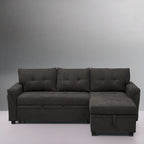 Reversible L-Shape Sectional Sleeper Sofa with Storage Chaise – Air Leather / Velvet, Multi-Seat
