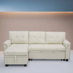 Reversible L-Shape Sectional Sleeper Sofa with Storage Chaise – Air Leather / Velvet, Multi-Seat