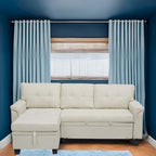 Reversible L-Shape Sectional Sleeper Sofa with Storage Chaise – Air Leather / Velvet, Multi-Seat