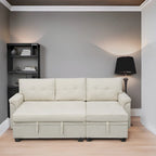 Reversible L-Shape Sectional Sleeper Sofa with Storage Chaise – Air Leather / Velvet, Multi-Seat