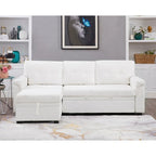 Reversible L-Shape Sectional Sleeper Sofa with Storage Chaise – Air Leather / Velvet, Multi-Seat