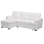 Reversible L-Shape Sectional Sleeper Sofa with Storage Chaise – Air Leather / Velvet, Multi-Seat