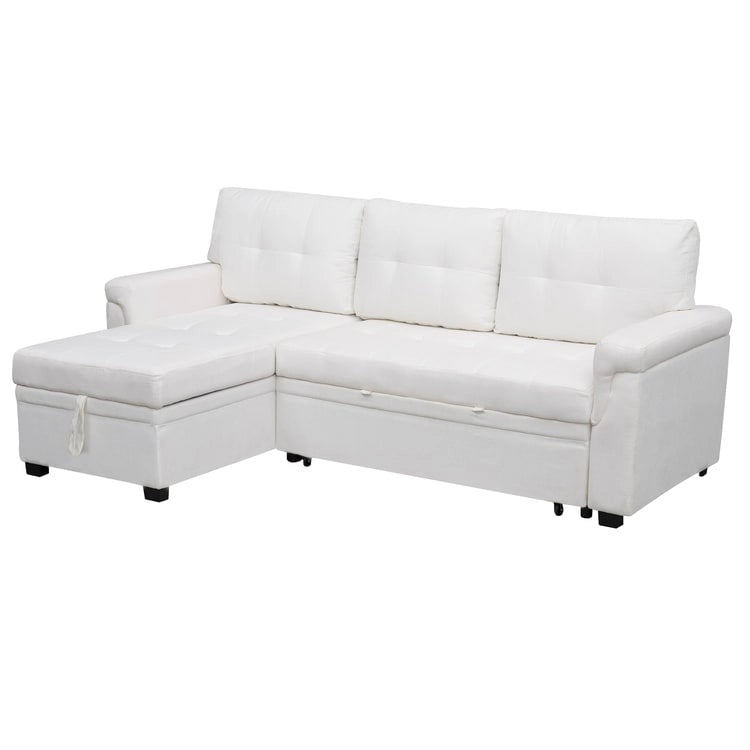 Reversible L-Shape Sectional Sleeper Sofa with Storage Chaise – Air Leather / Velvet, Multi-Seat