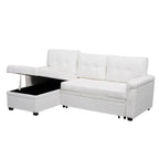 Reversible L-Shape Sectional Sleeper Sofa with Storage Chaise – Air Leather / Velvet, Multi-Seat