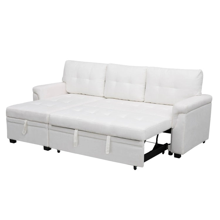 Reversible L-Shape Sectional Sleeper Sofa with Storage Chaise – Air Leather / Velvet, Multi-Seat