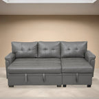 Reversible L-Shape Sectional Sleeper Sofa with Storage Chaise – Air Leather / Velvet, Multi-Seat