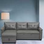 Reversible L-Shape Sectional Sleeper Sofa with Storage Chaise – Air Leather / Velvet, Multi-Seat
