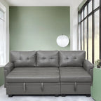 Reversible L-Shape Sectional Sleeper Sofa with Storage Chaise – Air Leather / Velvet, Multi-Seat
