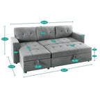 Reversible L-Shape Sectional Sleeper Sofa with Storage Chaise – Air Leather / Velvet, Multi-Seat
