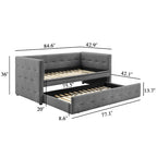 Tufted Upholstered Daybed with Pull-Out Trundle | Camel / White / Grey | Sleeps 2