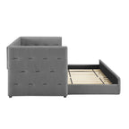 Tufted Upholstered Daybed with Pull-Out Trundle | Camel / White / Grey | Sleeps 2