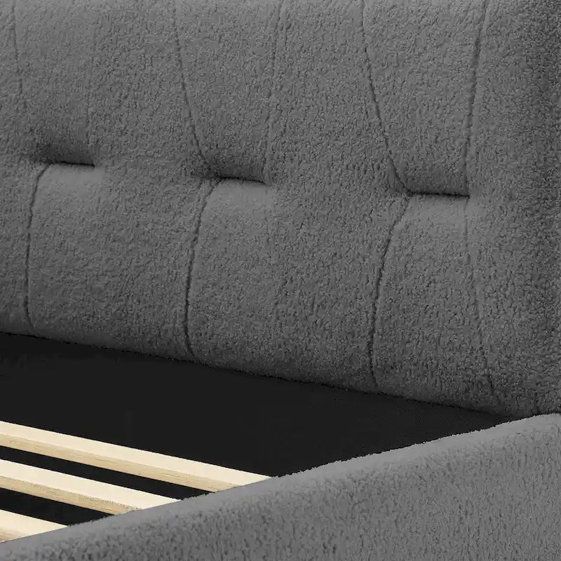 Tufted Upholstered Daybed with Pull-Out Trundle | Camel / White / Grey | Sleeps 2