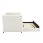 Tufted Upholstered Daybed with Pull-Out Trundle | Camel / White / Grey | Sleeps 2