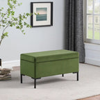 Storage Bench with Metal Legs – Green Velvet / Blush Velvet / White Boucle / Gray Woven – Seats 1