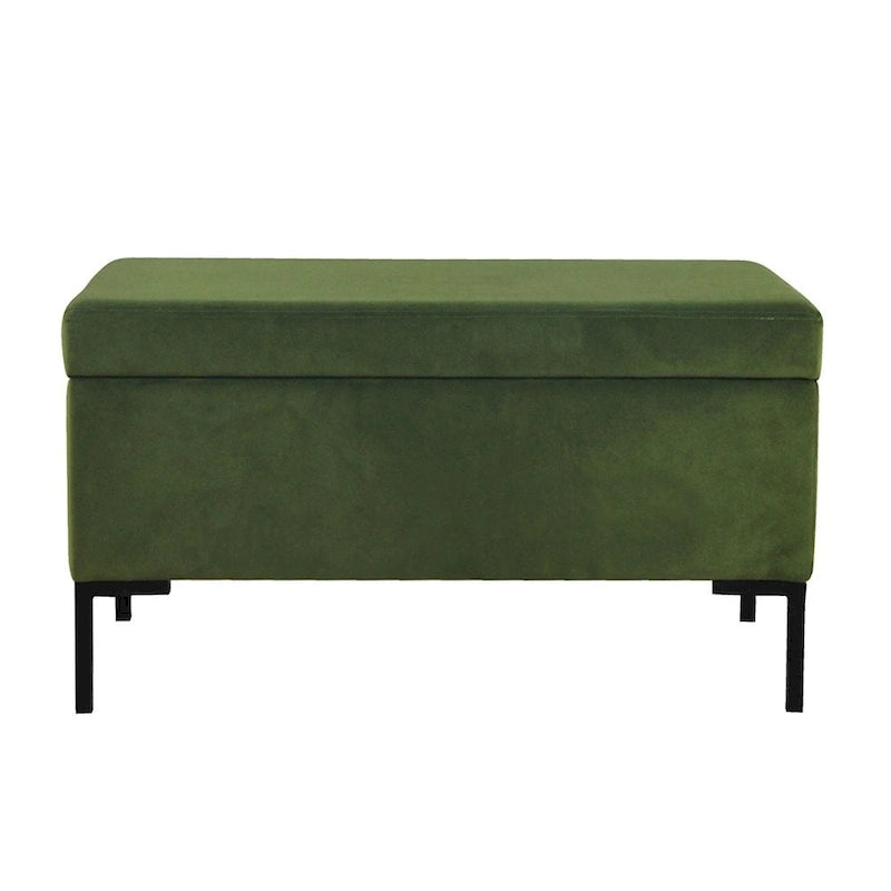 Storage Bench with Metal Legs – Green Velvet / Blush Velvet / White Boucle / Gray Woven – Seats 1