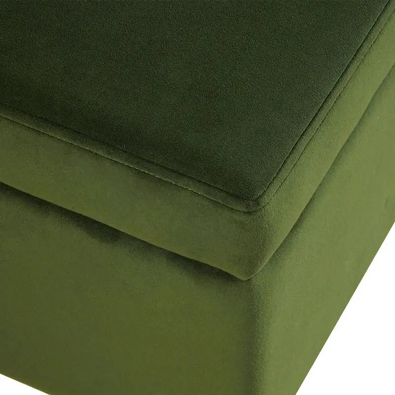 Storage Bench with Metal Legs – Green Velvet / Blush Velvet / White Boucle / Gray Woven – Seats 1