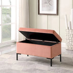 Storage Bench with Metal Legs – Green Velvet / Blush Velvet / White Boucle / Gray Woven – Seats 1