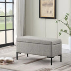 Storage Bench with Metal Legs – Green Velvet / Blush Velvet / White Boucle / Gray Woven – Seats 1