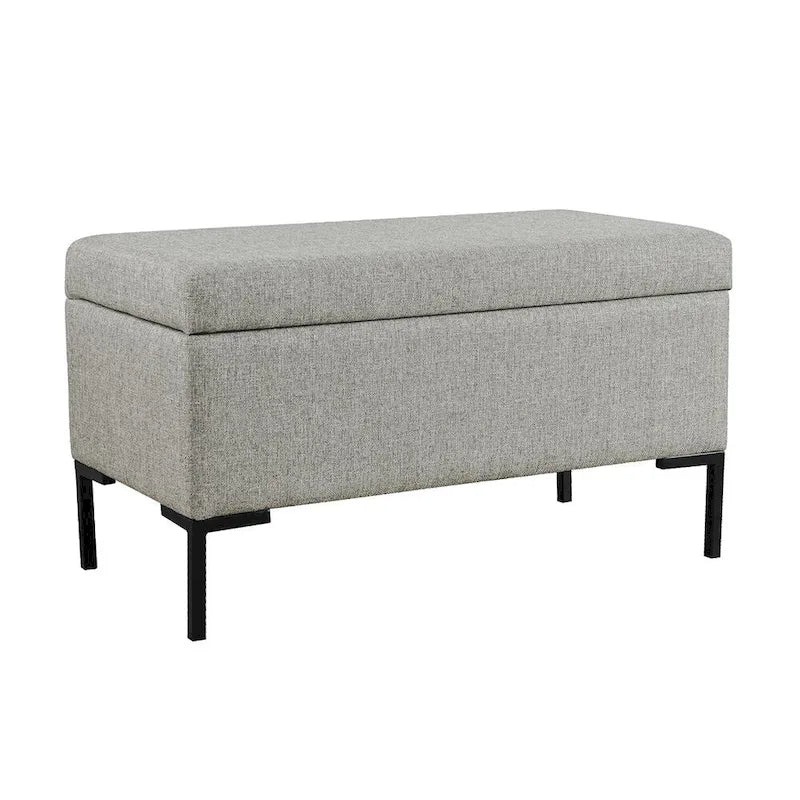 Storage Bench with Metal Legs – Green Velvet / Blush Velvet / White Boucle / Gray Woven – Seats 1