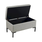 Storage Bench with Metal Legs – Green Velvet / Blush Velvet / White Boucle / Gray Woven – Seats 1