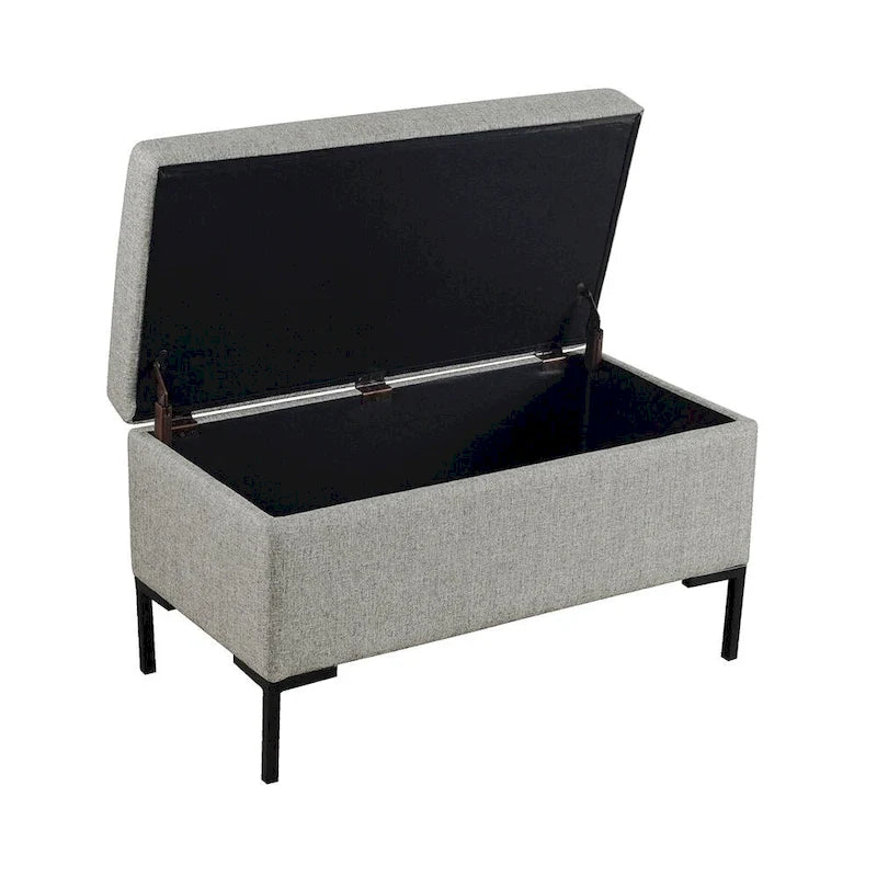 Storage Bench with Metal Legs – Green Velvet / Blush Velvet / White Boucle / Gray Woven – Seats 1