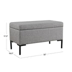 Storage Bench with Metal Legs – Green Velvet / Blush Velvet / White Boucle / Gray Woven – Seats 1