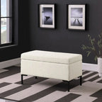 Storage Bench with Metal Legs – Green Velvet / Blush Velvet / White Boucle / Gray Woven – Seats 1