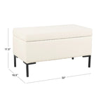 Storage Bench with Metal Legs – Green Velvet / Blush Velvet / White Boucle / Gray Woven – Seats 1