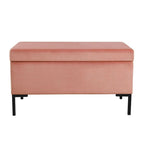 Storage Bench with Metal Legs – Green Velvet / Blush Velvet / White Boucle / Gray Woven – Seats 1