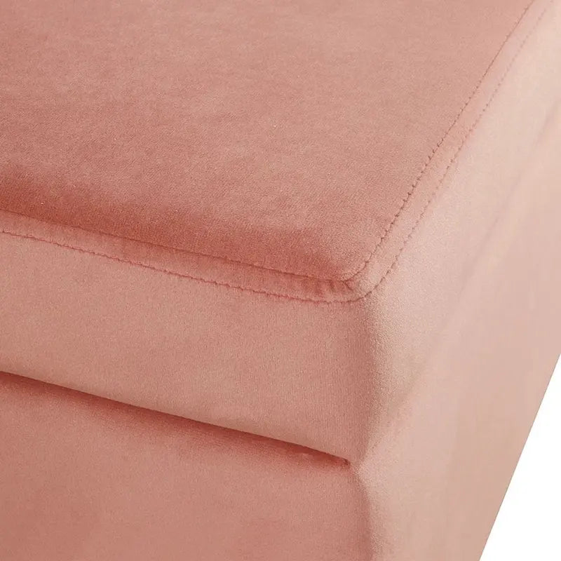 Storage Bench with Metal Legs – Green Velvet / Blush Velvet / White Boucle / Gray Woven – Seats 1