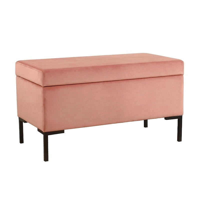 Storage Bench with Metal Legs – Green Velvet / Blush Velvet / White Boucle / Gray Woven – Seats 1