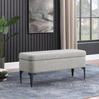Storage Bench with Metal Legs – Green Velvet / Blush Velvet / White Boucle / Gray Woven – Seats 1