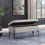 Storage Bench with Metal Legs – Green Velvet / Blush Velvet / White Boucle / Gray Woven – Seats 1