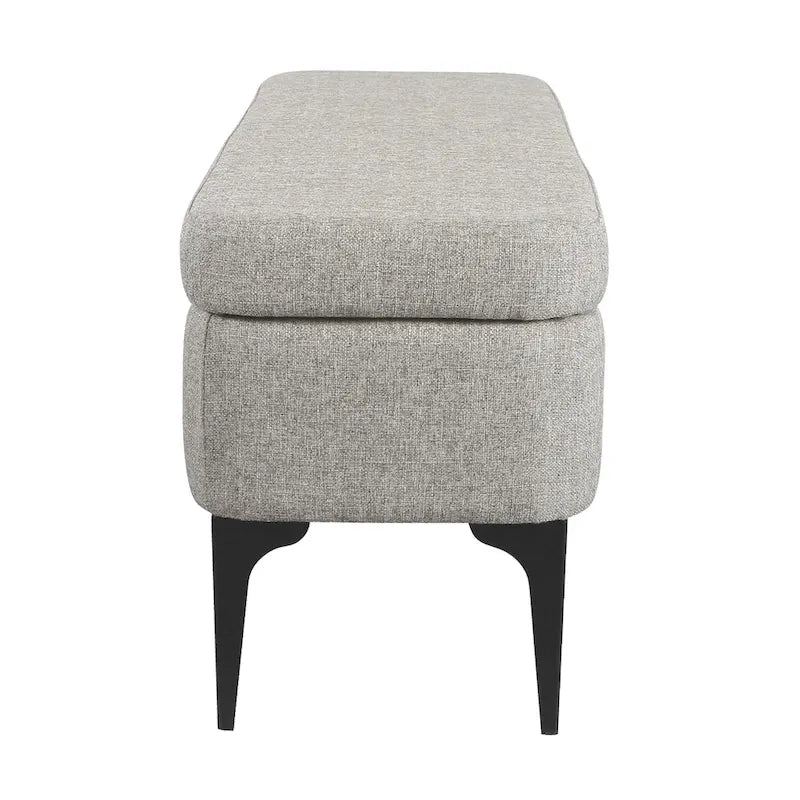 Storage Bench with Metal Legs – Green Velvet / Blush Velvet / White Boucle / Gray Woven – Seats 1