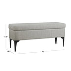 Storage Bench with Metal Legs – Green Velvet / Blush Velvet / White Boucle / Gray Woven – Seats 1