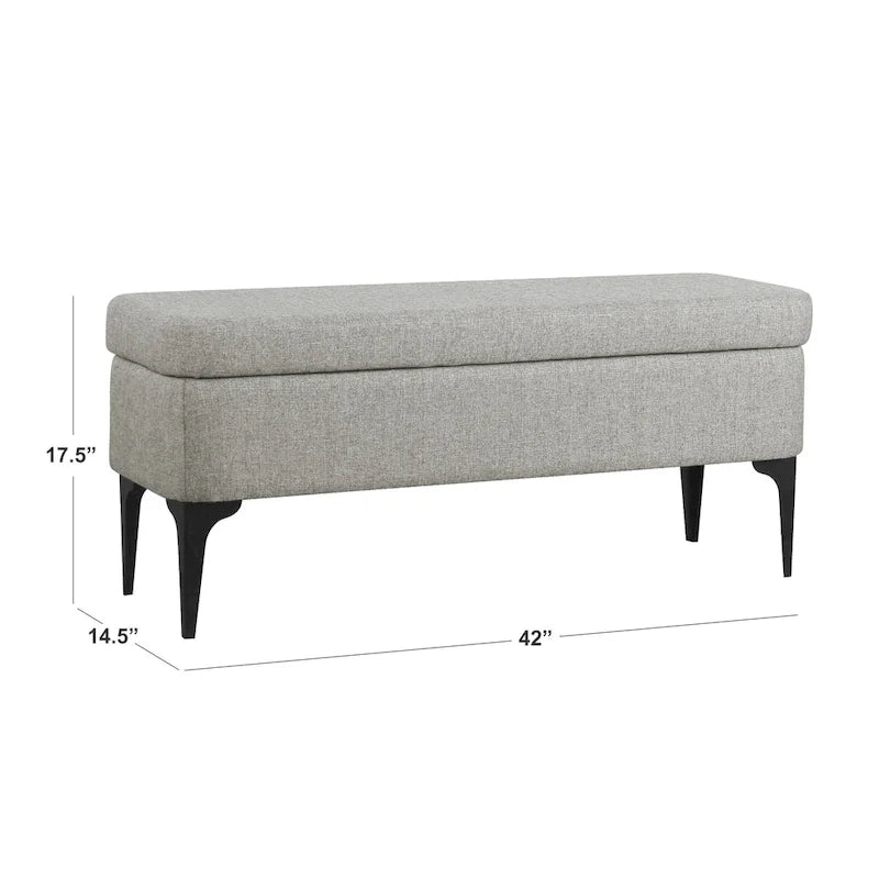 Storage Bench with Metal Legs – Green Velvet / Blush Velvet / White Boucle / Gray Woven – Seats 1