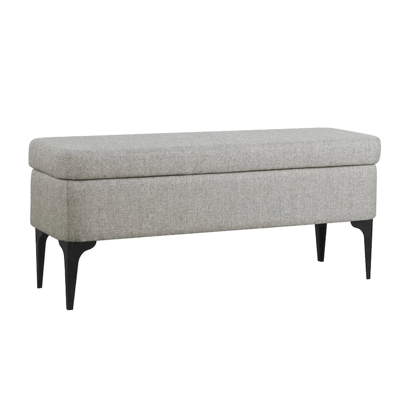 Storage Bench with Metal Legs – Green Velvet / Blush Velvet / White Boucle / Gray Woven – Seats 1