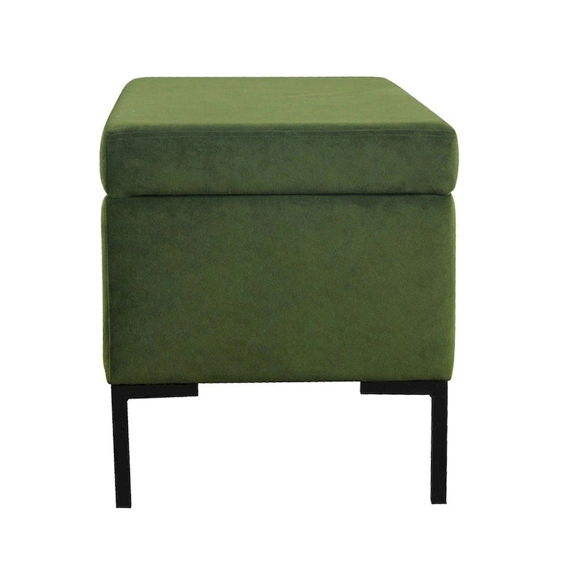 Storage Bench with Metal Legs – Green Velvet / Blush Velvet / White Boucle / Gray Woven – Seats 1
