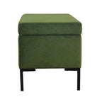 Storage Bench with Metal Legs – Green Velvet / Blush Velvet / White Boucle / Gray Woven – Seats 1