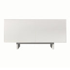 Cream / Brown Fluted 4-Door Buffet Sideboard Cabinet, 2-Person Assembly