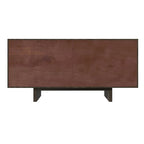 Cream / Brown Fluted 4-Door Buffet Sideboard Cabinet, 2-Person Assembly