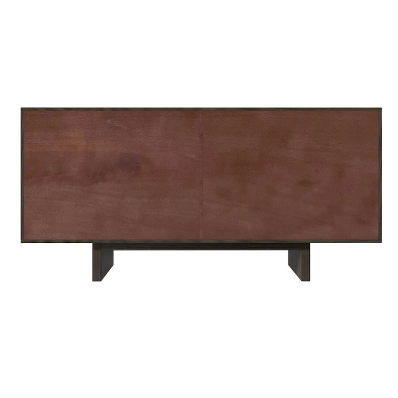 Cream / Brown Fluted 4-Door Buffet Sideboard Cabinet, 2-Person Assembly