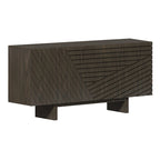 Cream / Brown Fluted 4-Door Buffet Sideboard Cabinet, 2-Person Assembly