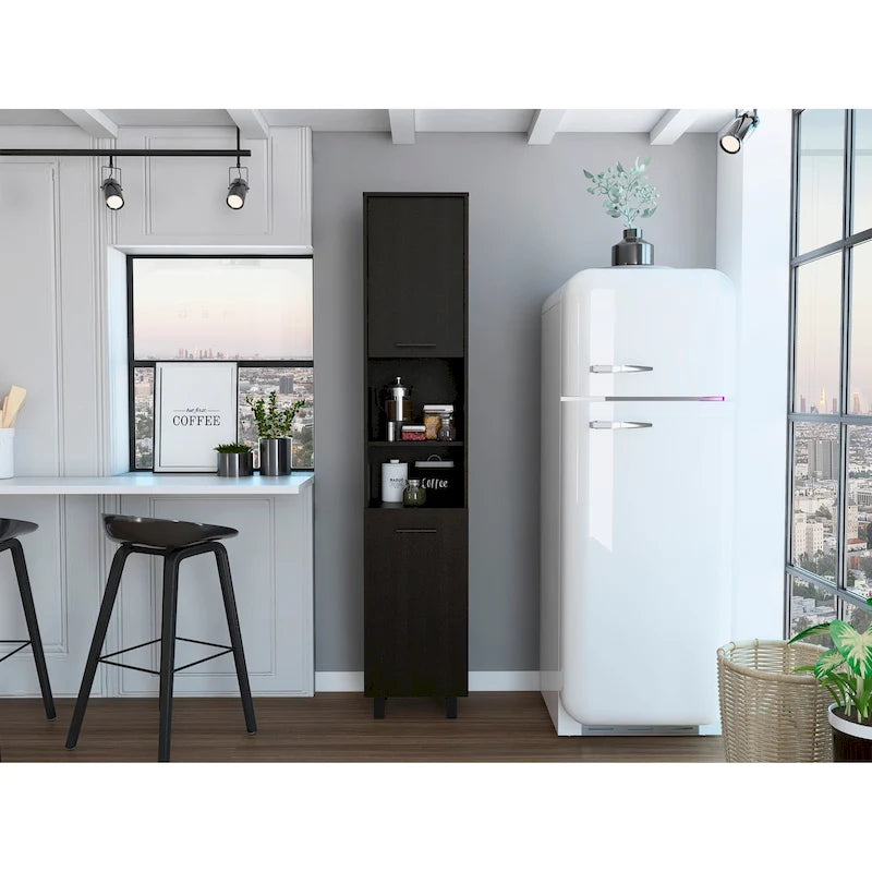 Black / White 2-Door Pantry Cabinet, Single