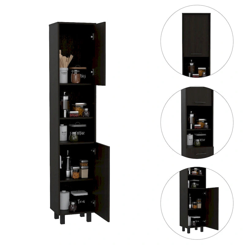 Black / White 2-Door Pantry Cabinet, Single