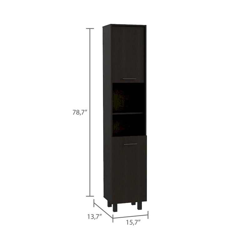 Black / White 2-Door Pantry Cabinet, Single